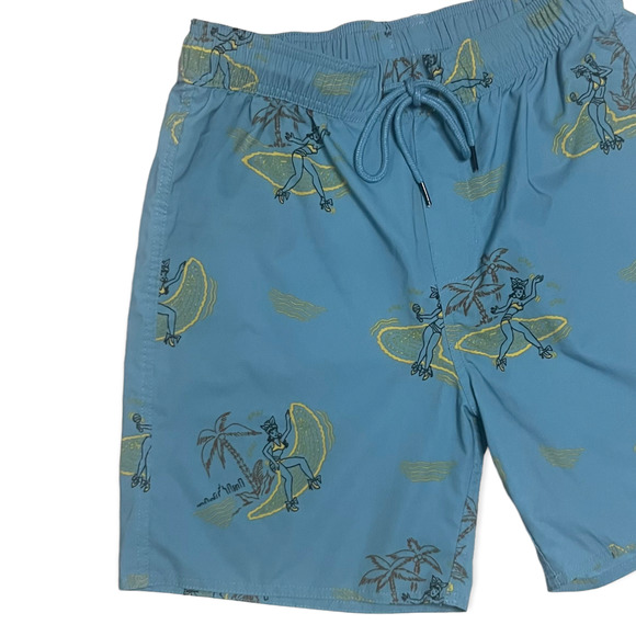 Brixton Mfg Co Men's Tropical Blue & Yellow Swim Trunks Board Shorts Size S - Picture 11 of 11